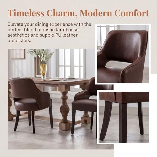 Faux Leather Upholstered Dining Chairs Set of 2 - Image 3