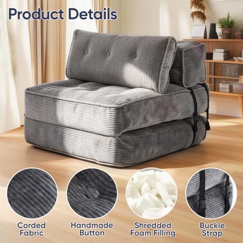 2 in 1 Folding Sofa Bed, Convertible Single Sleeper Chair - Image 4