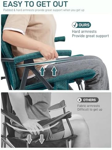 EVER ADVANCED Oversized Rocking Camping Chair, Padded Folding Rocker - Image 6
