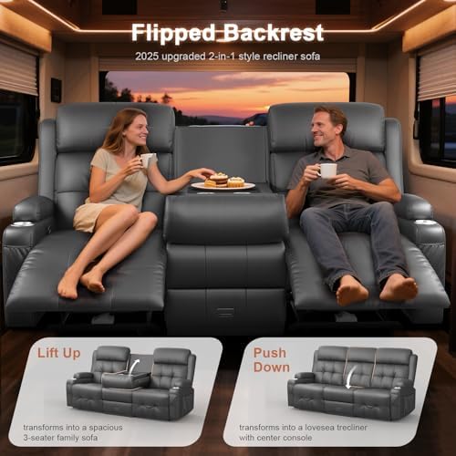 RV Loveseat Recliner Sofa, Wall Hugger Reclining RV Couch - Image 3