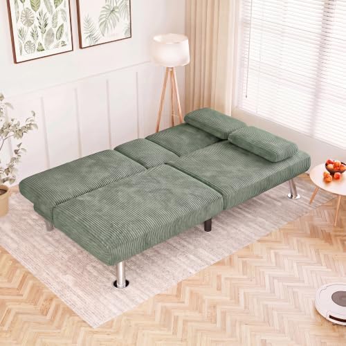 Flamaker Futon Sofa Bed, Modern Corduroy Convertible Folding Futon Set - Image 2