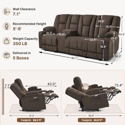 MCombo 92 in 3 Seater Reclining Sofa - Image 3