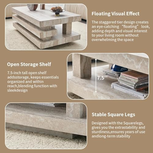LKTART Rectangle Travertine Coffee Table - Image 5