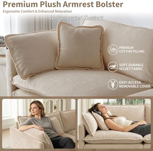 GNIXUU 146.5" Camel Modular Cloud Sectional Couches - Image 6