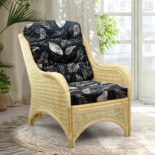 Jam Lounge Living Accent Armchair Natural Rattan Wicker Handmade Design Natural by Wickerix