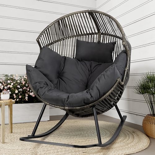 Shintenchi Wicker Egg Chair, Oversized Outdoor Indoor Rocking Chair, Large PE by Shintenchi%7CFurnitureMadeforRealLife