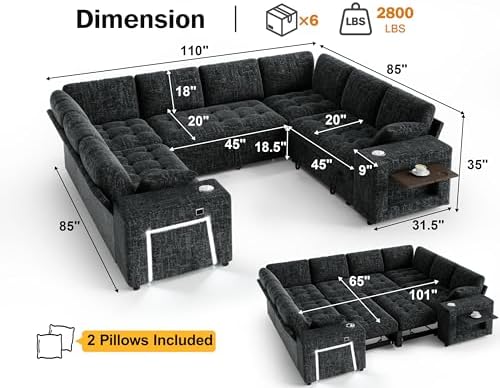 Vipbear 111" Modular Sectional Sleeper Sofa - Image 3