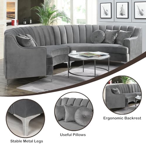 Legend Vansen Semicircle Modular Curved Velvet Sectional Sofa, 141.34”Oversized - Image 6