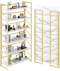 JSB 6 Tier No Assembly Folding Bookshelf, 30.7" Wide Foldable Storage Bookcase by HomeFurniture
