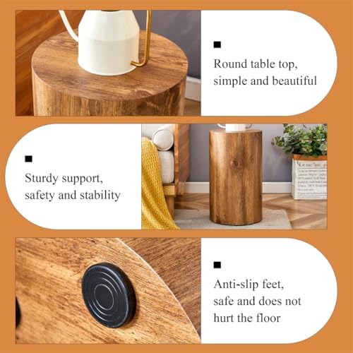 Round Side Table, End Table Living Room Table, Sofa Couch Bedside Table - Image 5