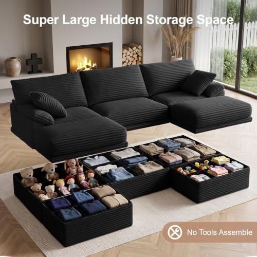 Boneless Couch with Storage, 48.6" Extra Deep-High Seat Modular Sectional Sofa - Image 4
