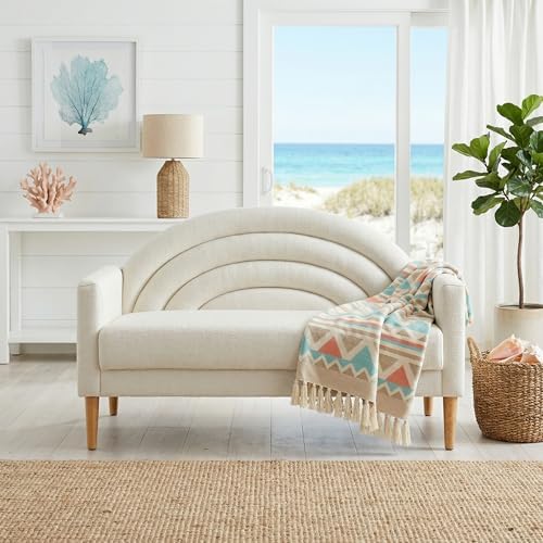 49" Small Loveseat Sofa for Small Spaces, Office Couch, Cream White by QNZK