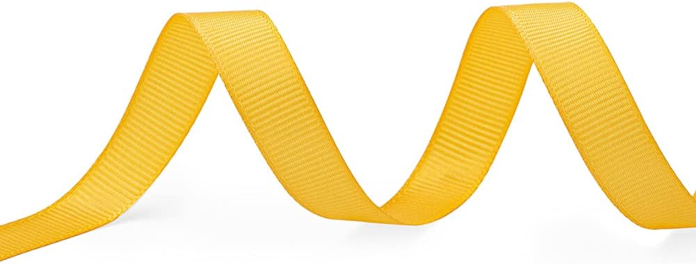 LIUYAXI 1/2" X 50 Yards Solid Gold Grosgrain Ribbon, Perfect for Crafts, Wedding Decor, DIY Hair Accessories, Sewing, Gift Package Wrapping and More