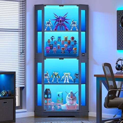 IRONCK 71" Carbon Fiber Corner Glass Display Cabinet by IRONCK