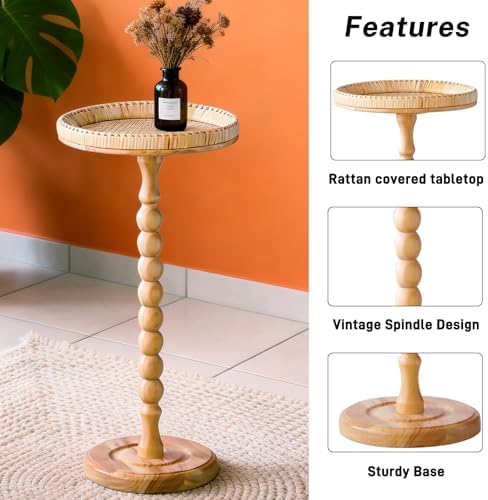 Small Side Table, Rattan Drink Table, Round Side Table - Image 7
