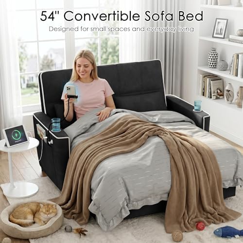 54'' Sleeper Sofa, Convertible Sofa Bed - Image 3
