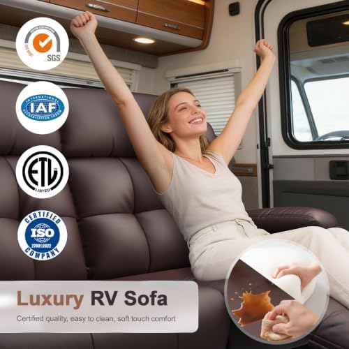 Reclining Loveseat Sofa, RV Loveseats Recliner Sofas Wall Hugger, Double - Image 3