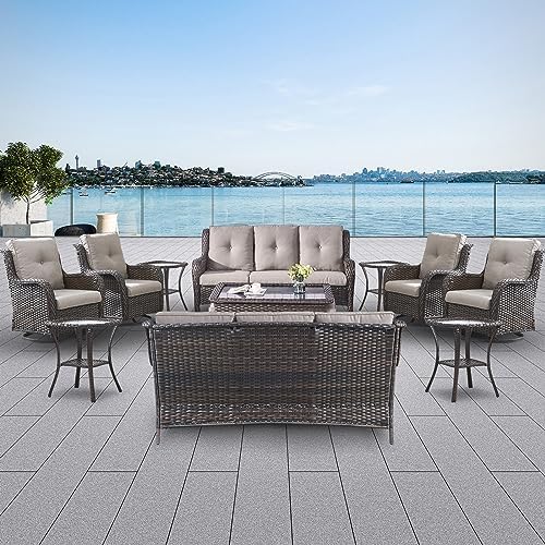 Belord 13 Piece Wicker Patio Furniture Set, Outdoor Swivel Rocker Chairs Set of - Image 2