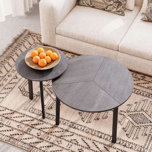 COSIEST Small Coffee Table Set of 2, Round Coffee Table by COSIEST