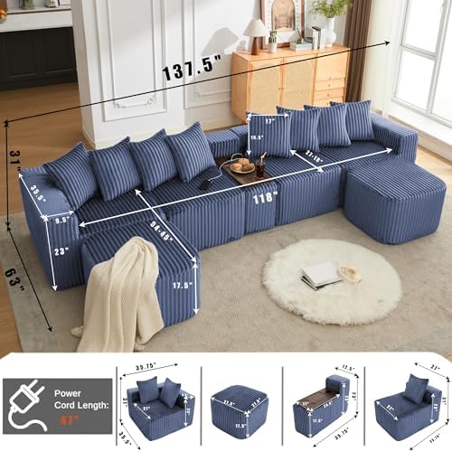 ivoros 137 Inch Modular Sectional Sofa Couch, Oversized Modern Cloud Couch - Image 3