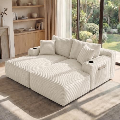 125" Modular Sectional Sofa Couch, U-Shaped Boneless Couch - Image 7