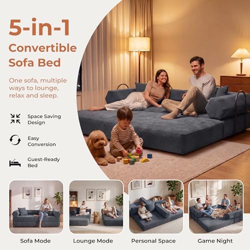 79" Convertible Futon Sofa Bed, Boneless Couch - Image 3