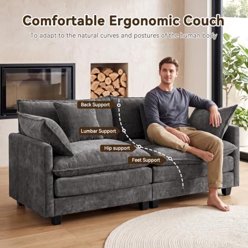 77" Cloud Chenille Loveseat Sofa Couch - Image 5