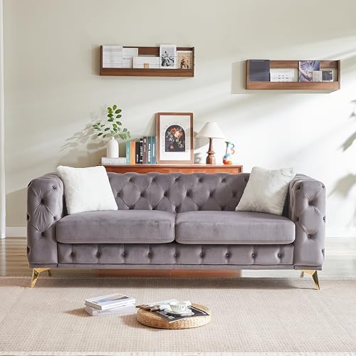 KEIKI 83" Luxury Oversized Velvet Chesterfield Sofa by KEIKI