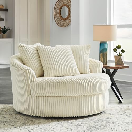 Signature Design by Ashley Lindyn White Oversized Swivel Accent Chair - Image 2