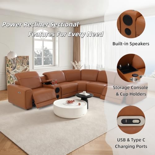 Power Recliner Sectional Couch, Breathing Leather Living Room Furniture Set - Image 3