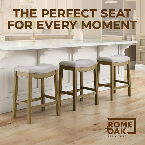 ROME + OAK Parker 26 Inch Counter Stool, Backless Saddle - Image 7
