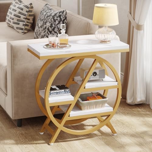 Tribesigns End Table for Living Room, 3-Tier Faux Marble Side Table - Image 3