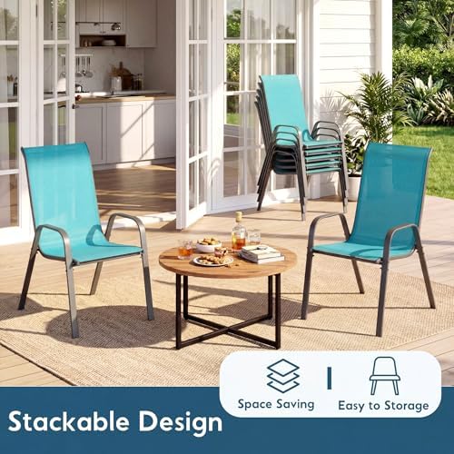 Arlopu 5 Pieces Outdoor Patio Dining Set, Glass Table and Textilene Chair - Image 4