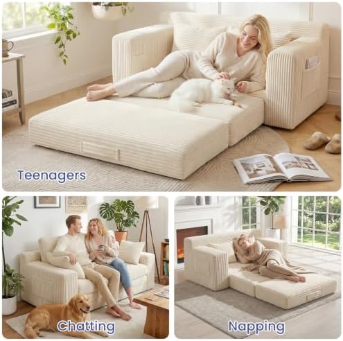 54” Boneless Couch Sofa Bed, Loveseat Cloud Couch, Sleeper Sofa - Image 4