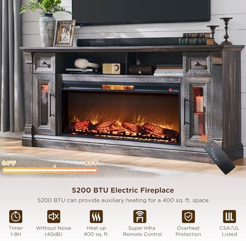 OKD 70" Farmhouse Fireplace TV Stand - Image 5