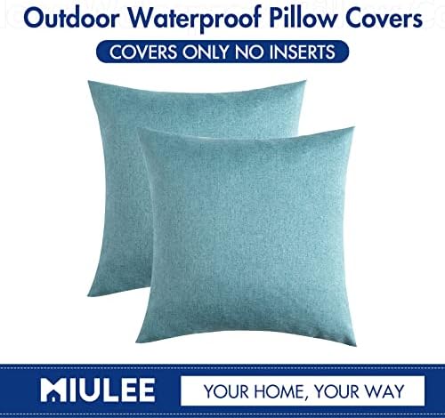 MIULEE Decorative Outdoor Pillow Covers Waterproof 12x12 Turquoise - Image 6