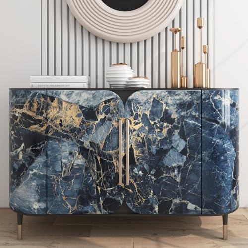 LACHEERY Dark Blue and Gold Marble Contact Paper 160 x 36 Inch Wide Renter - Image 6