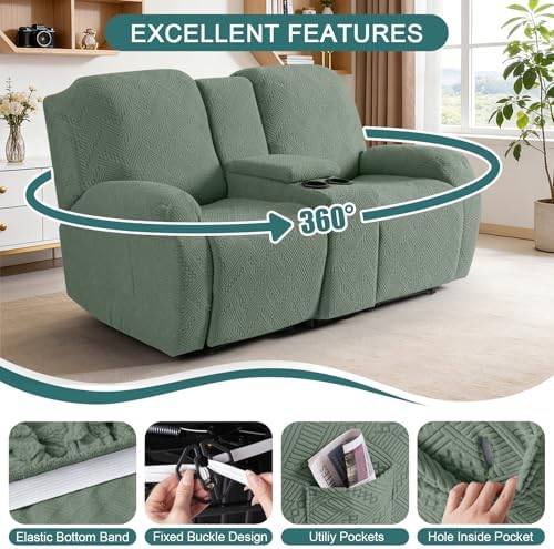 Ruaozz Stretch Loveseat Recliner Cover - Image 5
