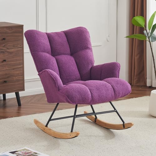 SAETSFEG Nursery Rocking Chair Teddy, Upholstered Glider Rocker by SAETSFEG