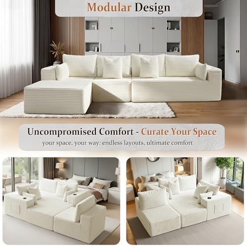 138" Cloud Sectional Couch, Comfort L Shaped Boneless Couch - Image 6