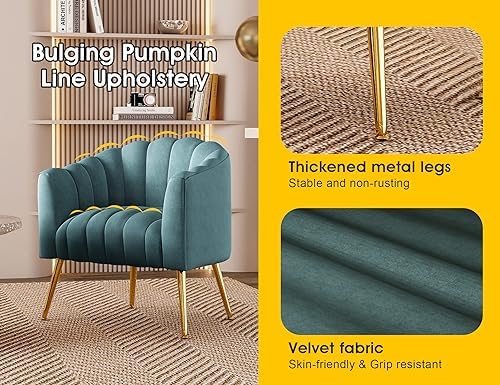 Dewhut Oversized Pumpkin Couch Accent Chair, Modern Comfy Velvet Upholstered - Image 6