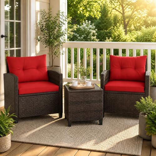 COSTWAY 3PCS Wicker Patio Furniture Set - Image 2