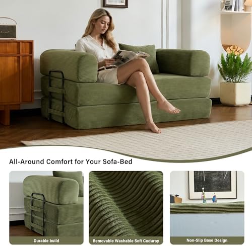 59" Convertible Sofa Bed, Boneless Sleeper Futon Couch - Image 7