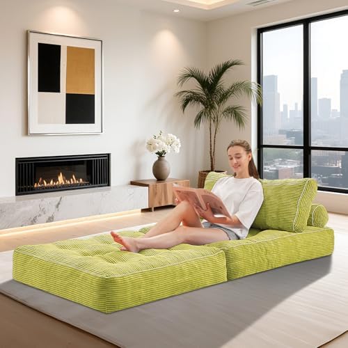 HABUTWAY Folding Sofa Bed, Convertible Sleeper Chair Bed w/2-Pillow & Handle - Image 4
