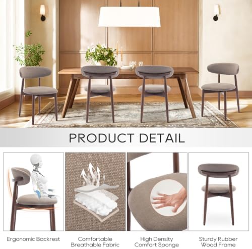 COLAMY Wooden Dining Chairs Set of 4, Upholstered Kitchen Side Chair - Image 5