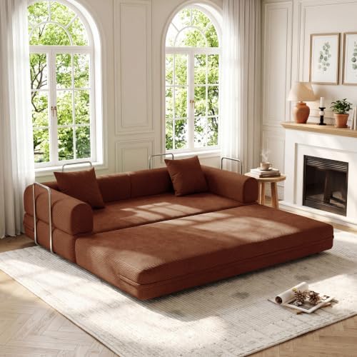 79'' Convertible Compressed Corduroy Folding Cloud Sofa Bed, 4 in 1 Modern - Image 3