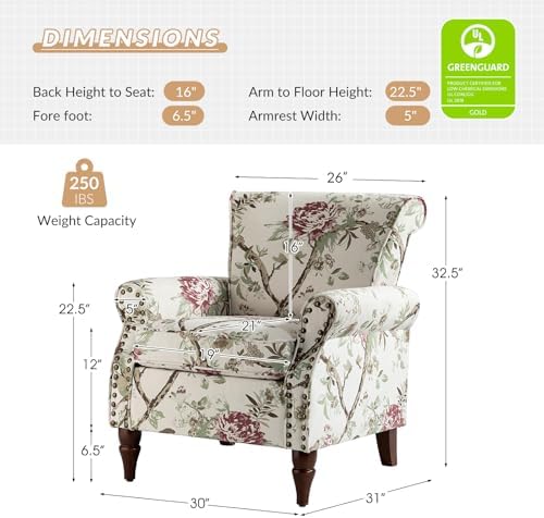 HULALA HOME Traditional Floral Accent Chair - Image 2