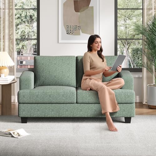 COPIAE 63 Inch Sofa with Extra Deep Seats Oversize, Linen Fabric 2 Seater Sofa - Image 6