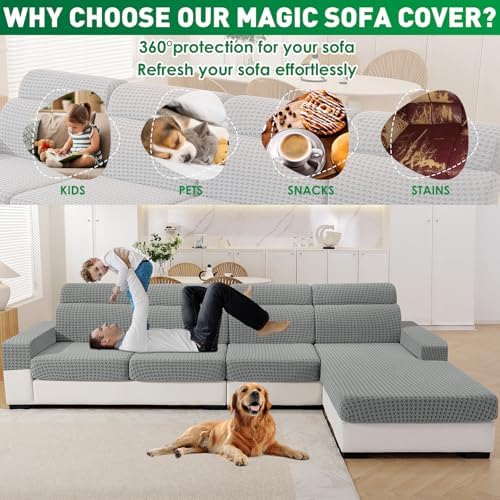 MAXIJIN Couch Cushion Covers for Sectional Sofa, Stretch Sofa Cushion Cover - Image 6