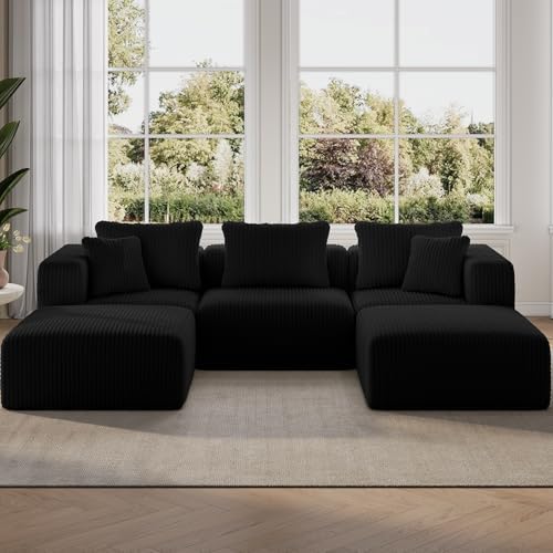 Novilla 106" Modular Sectional Sofa, U Shape Cozy Sectional Couch, Modern Cloud by Novilla